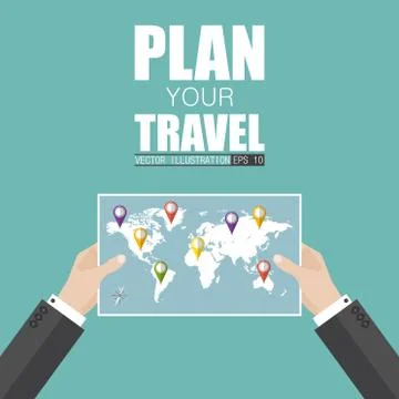 Plan your travel concept. Vector illustration in flat design Stock Illustration