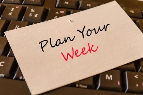 Plan your week concept on white memo Stock Photos