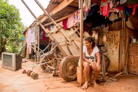 Planaltina, Goiás, Brazil-December 8, 2018: Extreme Poor housing conditions Stock Photos