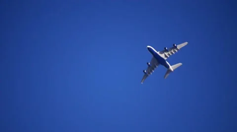 Plane 4 engine British Airways blue sky Stock Footage