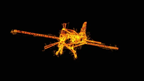 Plane Abstract polygonal wireframe airplane. Travel aircraft, tourism Stockbeeldmateriaal 153782119