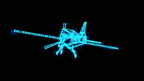Plane Abstract polygonal wireframe airplane. Travel aircraft, tourism Stockbeeldmateriaal 153923755