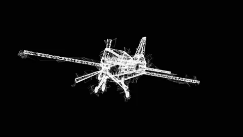 Plane Abstract polygonal wireframe airplane. Travel aircraft, tourism Stockbeeldmateriaal 154190666