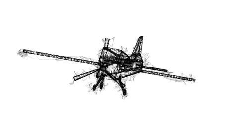 Plane Abstract polygonal wireframe airplane. Travel aircraft, tourism Stockbeeldmateriaal 154464055