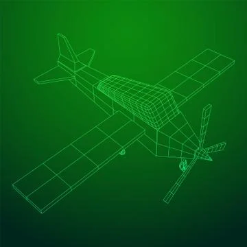 Plane Abstract polygonal wireframe airplane. Stock Illustration