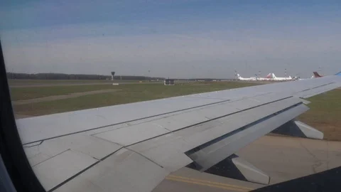 The plane accelerates for take-off Stock Footage 89246036