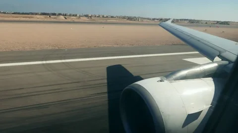 Plane. Acceleration of the aircraft on the runway. Egypt, Africa Stock Footage 59676080