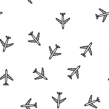 Plane air transport vector seamless pattern Stock Illustration