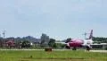 Plane Airbus A320-200 in airport, turns on runway HD Footage