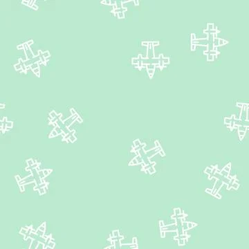 Plane aircraft line vector seamless pattern Stock Illustration
