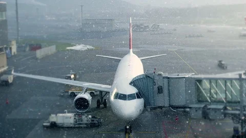 Plane Aircraft Preparing for Global Flight at International Airport Video stock 98558074