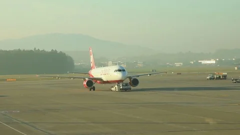 Plane in the airport. Stock Footage 72342282