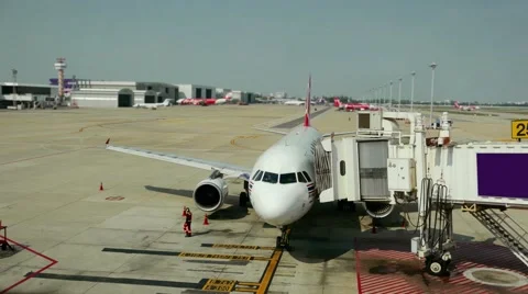 The plane at the airport on loading Stock Footage 61418457