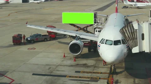 The plane at the airport on loading Stock Footage 61418476