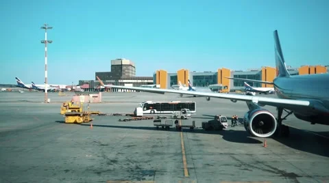 The plane at the airport on loading Stock-Footage 62481874