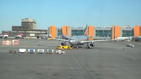The plane at the airport on loading Stock Footage 62483640