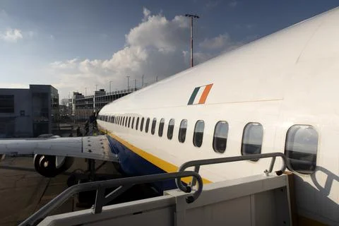 The plane at the airport on loading. Stock Photos
