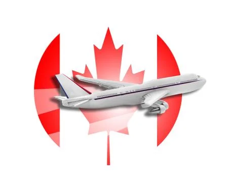 Plane and Canada flag. Stock Illustration