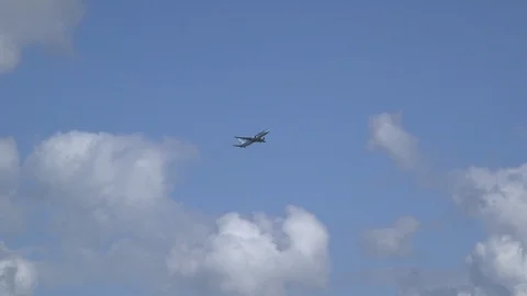 Plane and Clouds Stock Footage 95776596