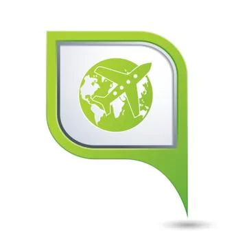 Plane AND globe GREEN pointer Stock Illustration