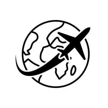Plane and globe icon. Worldwide travel vector illustration. Global air flig.. Stock Illustration