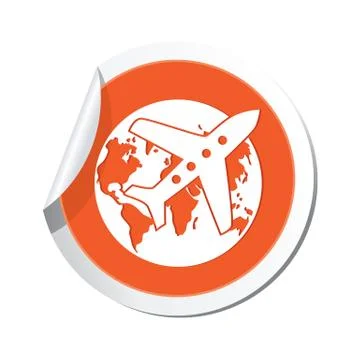 Plane AND globe ORANGE LABEL Stock Illustration