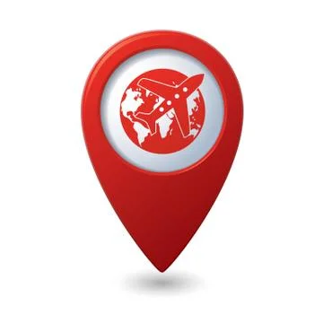 Plane AND globe RED pointer Stock Illustration