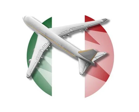 Plane and Italy flag. Stock Illustration