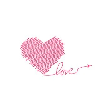 Plane and its track in the shape of a heart on white background. Vector Stock Illustration