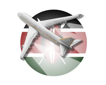 Plane and Kenya flag. Stock Illustration