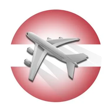 Plane and Latvia flag. Stock Illustration