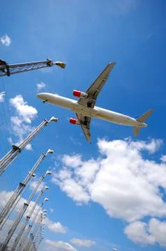 Plane and lights Stock Photos