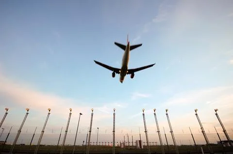 Plane and lights Stock Photos