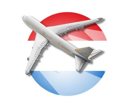 Plane and Luxembourg flag. Stock Illustration