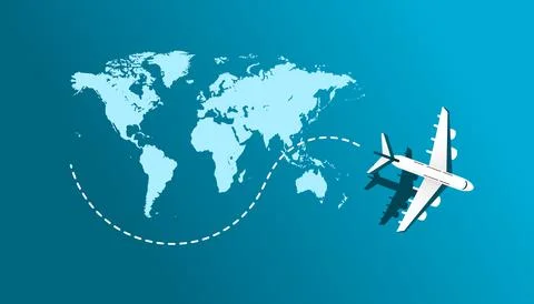 Plane and maps illustration vector AD236 Stock Illustration