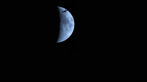 Plane and Moon 2020 Stockbeeldmateriaal 140273532