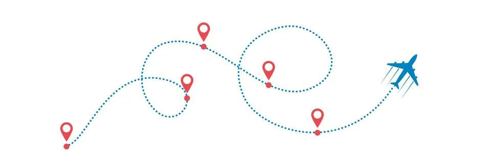 Plane and path Illustrazione stock