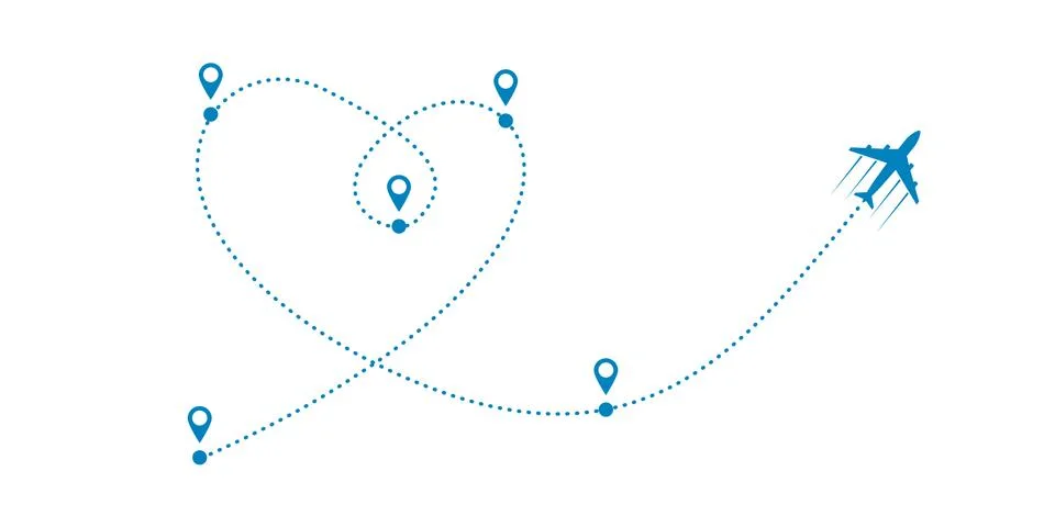 Plane and path Illustrazione stock