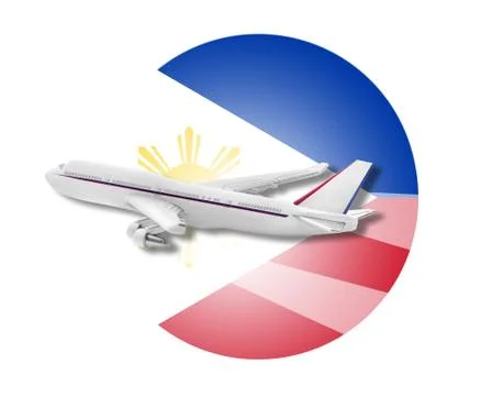 Plane and Philippines flag. Stock Illustration