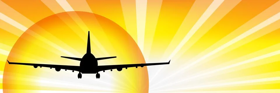 Plane and sun Stock Illustration
