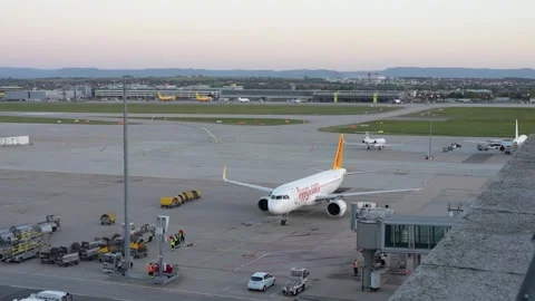 . The plane is approaching the loading terminal. Stock Footage 258490940