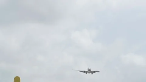 Plane Approaching Runway Stock Footage 81308860