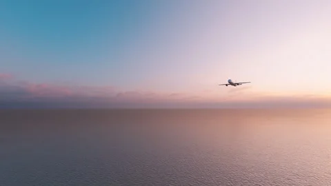 The Plane Is Approaching Us Against The Backdrop Of The Sea Stock-Footage 293373458