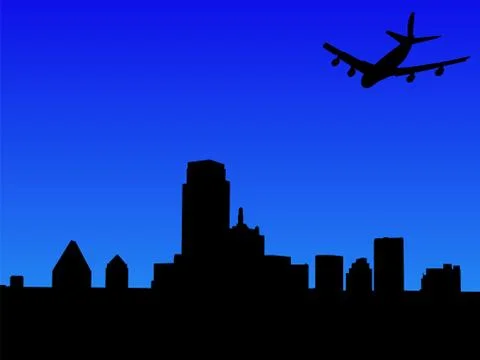 Plane ariving in dallas Stock Illustration