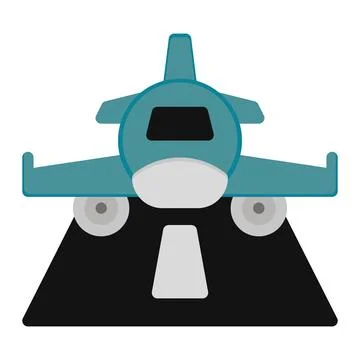 Plane Arrival Icon in Flat Style. Color Fill Ilustración de archivo