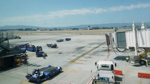 Plane Arrives at Gate Stock Footage 92815590