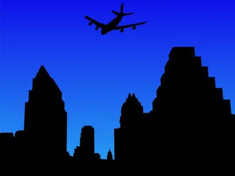 Plane arriving in austin Stock Illustration
