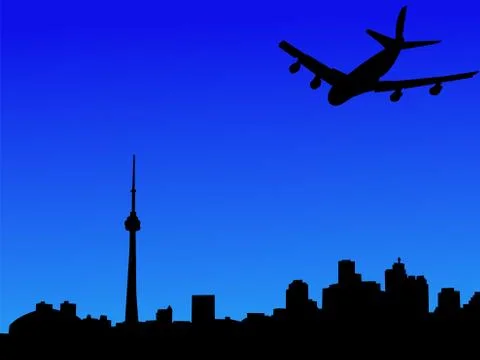 Plane arriving in toronto Ilustración de archivo