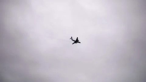 Plane on the background of gray sky. Stock Footage 165352254