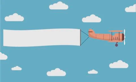 Plane Banner Flying Stock Illustration